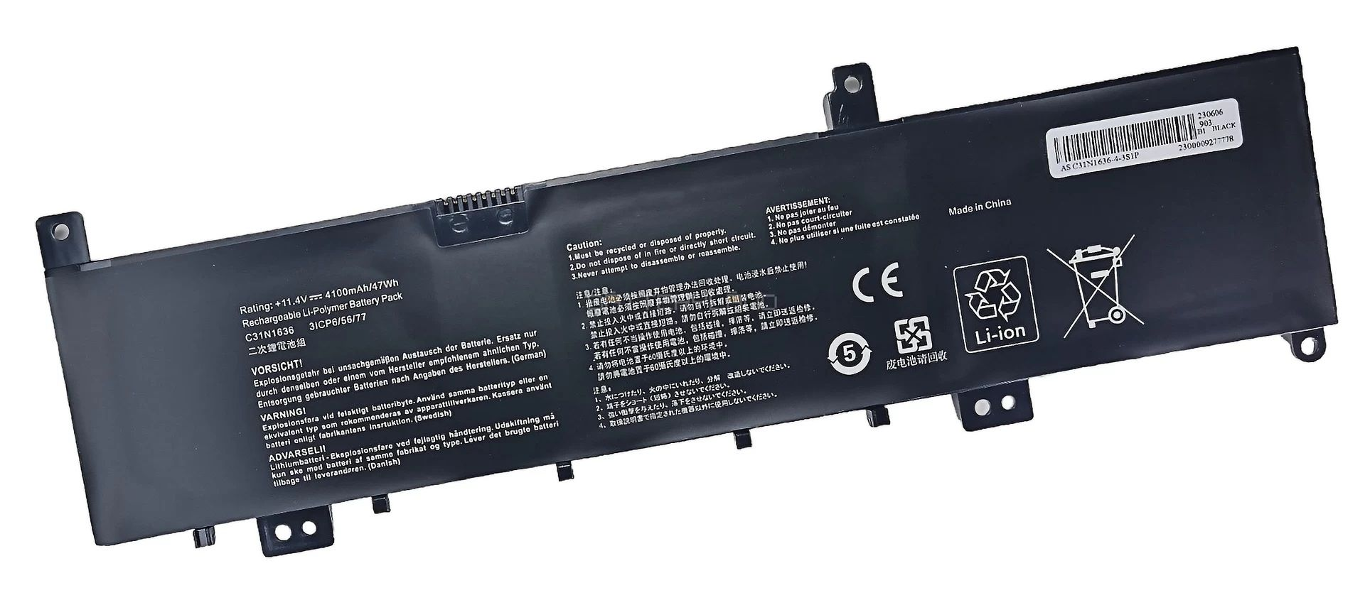 Asus Vivobook C31N1636 N580G N580V N580Vd N580vn, N580gd, N580v M580, N580, N580g, X580v, X580vd, X580vn X580, X580g, X580gd Batarya Pil