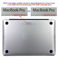MacBook Pro Orjınal 15'' A1820 A1707 Touch Bar Late 2016 Mid 2017  EMC 3072, EMC3072 EMC 3162 EMC3162, 020-01728 MLH32LL/A MPTR2LL/A Batarya Pil