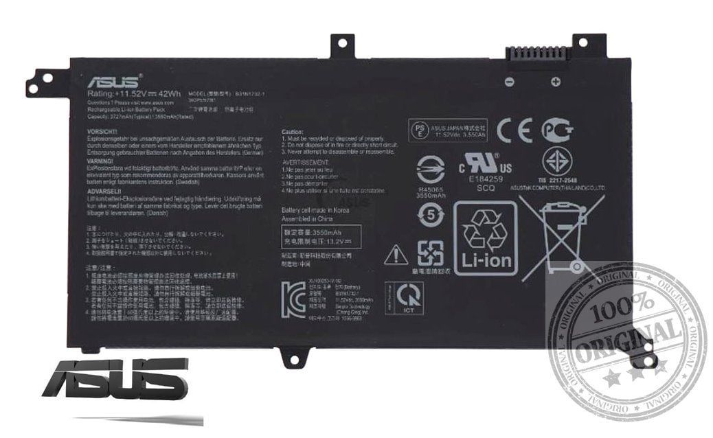 Asus Orjinal S14 S430F, X430U S430FN, X430UA X430UN, X430UF X430FA, X430FN B31n1732 B31N1732-1 VivoBook 15 X571G, X571L X571GD, X571GT X571LI, X571LH A571, F571, FX571, K571 NX571, RX571, S571 X571g, X571gd, X571lh, X571lı, X571gt V430 UX502VD  Batarya